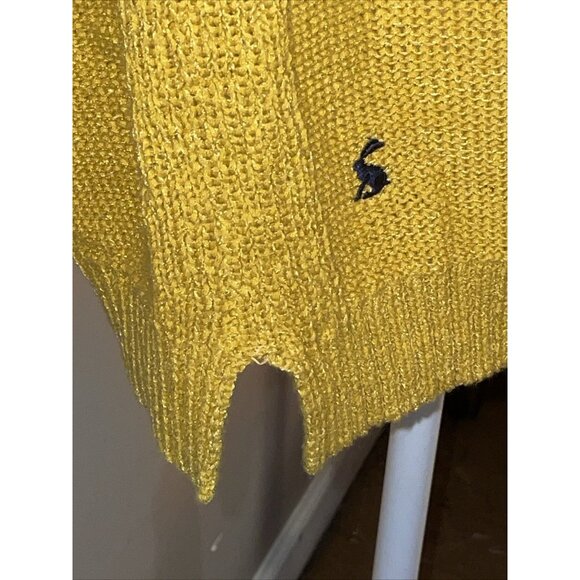 Joules Knitwear Gold Sweater Raglan Sleeve Boxy Side Slits Rill Collar Sz 14 - Picture 4 of 8